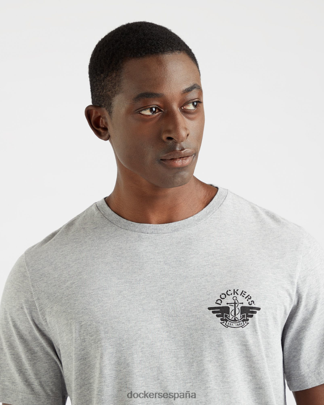 Camiseta con estampado de alas y ancla, corte ajustado hombres Dockers brezo gris ropa 8F0406514