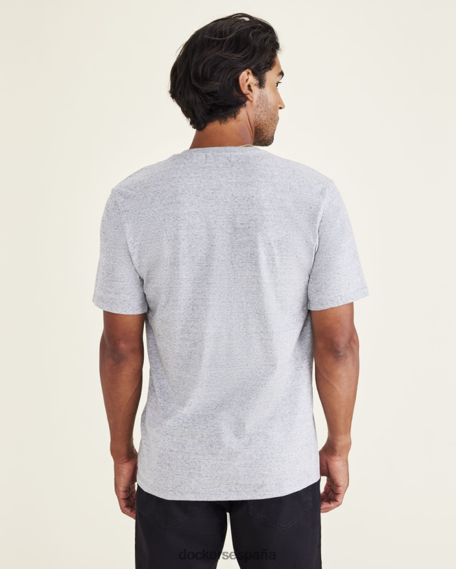 Camiseta con estampado de alas y ancla, corte ajustado hombres Dockers gris jaspeado + vino y ancla ropa 8F0406252