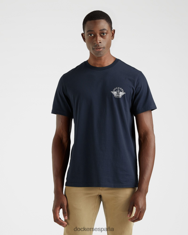 Camiseta con estampado de alas y ancla, corte ajustado hombres Dockers pembroke - azul ropa 8F0406256
