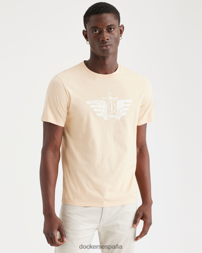 Camiseta con estampado de bloques de ancla y alas, corte ajustado hombres Dockers garceta - blanca ropa 8F0406219