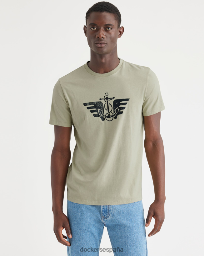 Camiseta con estampado de bloques de ancla y alas, corte ajustado hombres Dockers pino ponderosa - verde ropa 8F0406218