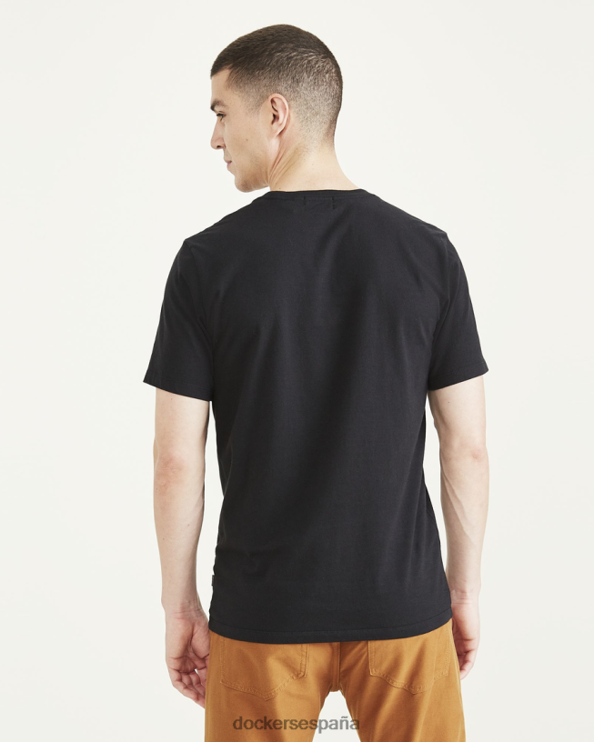 camiseta con cuello redondo y corte ajustado hombres Dockers hermoso negro ropa 8F0406122