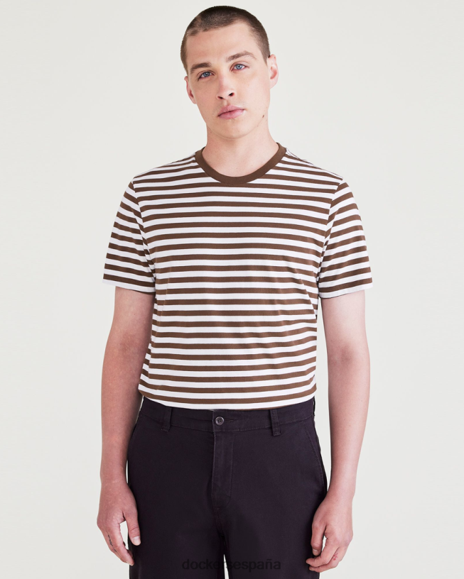 camiseta con cuello redondo y corte ajustado hombres Dockers marrón ropa 8F0406702