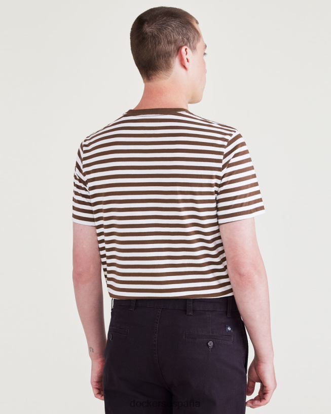 camiseta con cuello redondo y corte ajustado hombres Dockers marrón ropa 8F0406702