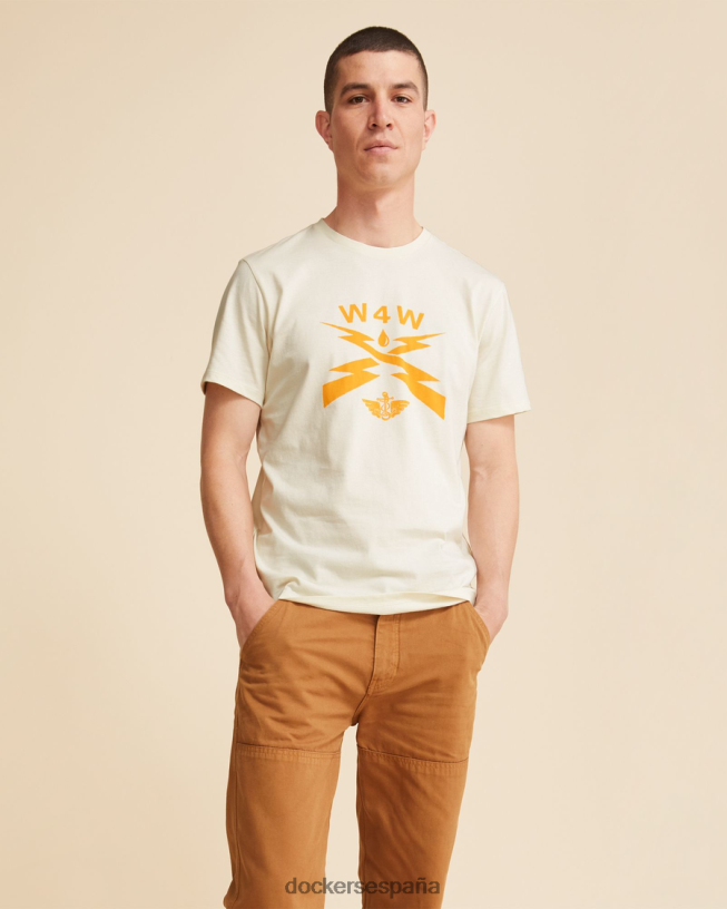 camiseta con estampado de olas para el agua, corte ajustado hombres Dockers garceta y oro - blanco ropa 8F0406849