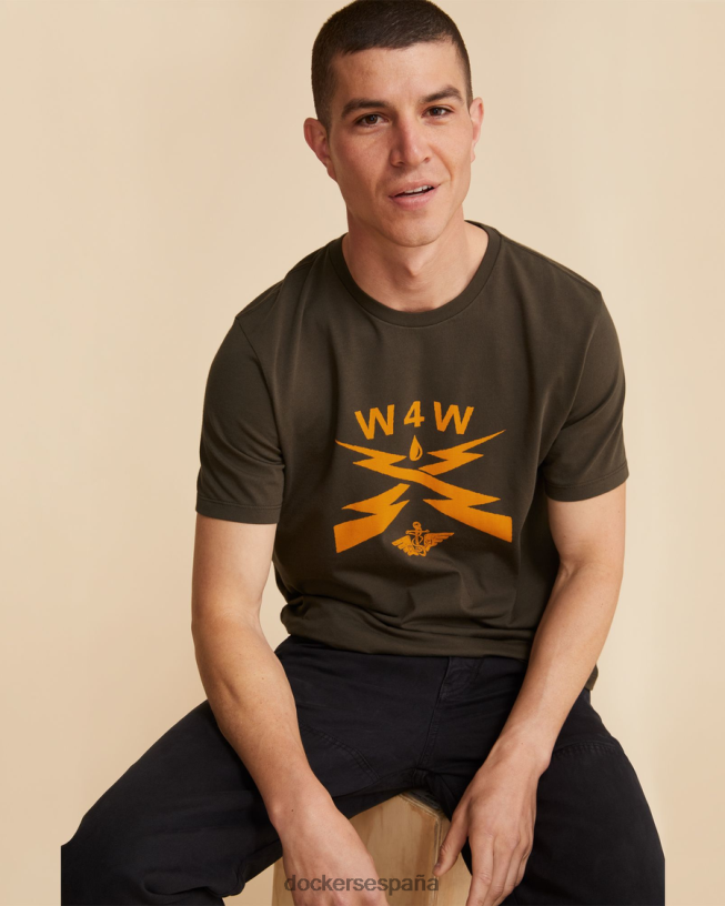 camiseta con estampado de olas para el agua, corte ajustado hombres Dockers helecho y oro - verde ropa 8F0406850
