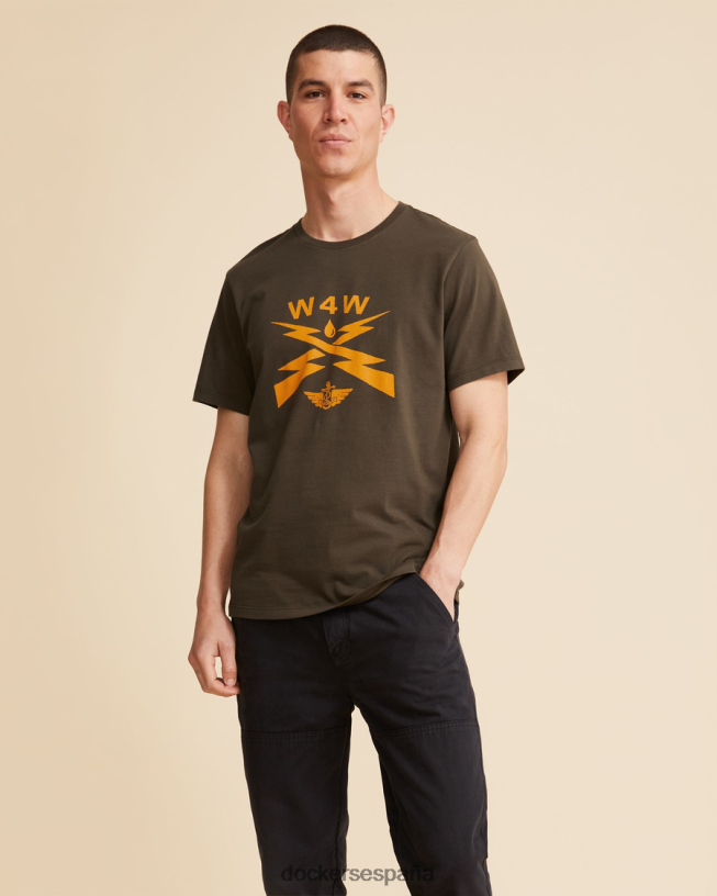 camiseta con estampado de olas para el agua, corte ajustado hombres Dockers helecho y oro - verde ropa 8F0406850