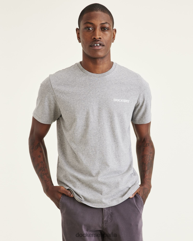 camiseta con estampado de plantilla, corte ajustado hombres Dockers brezo gris ropa 8F0406187