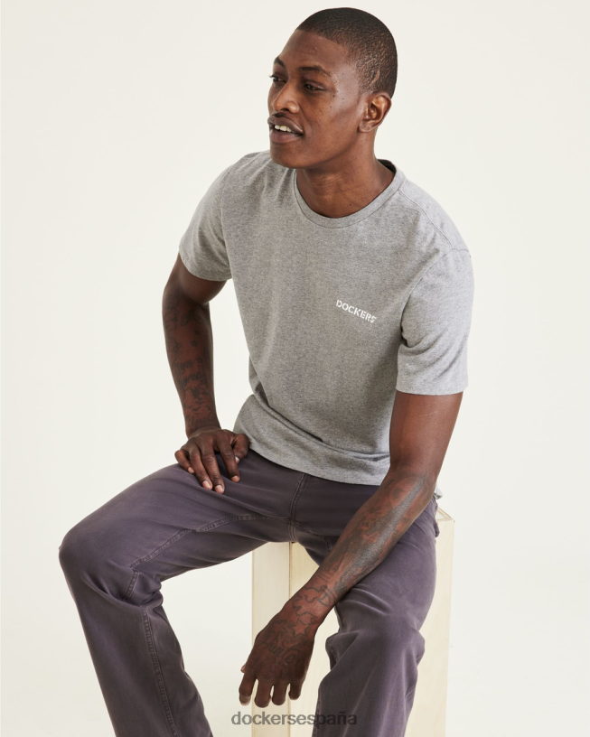 camiseta con estampado de plantilla, corte ajustado hombres Dockers brezo gris ropa 8F0406187