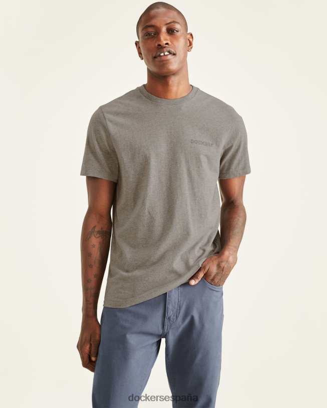 camiseta con estampado de plantilla, corte ajustado hombres Dockers cuero gris ropa 8F0406711