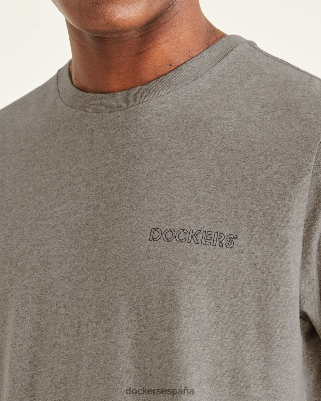 camiseta con estampado de plantilla, corte ajustado hombres Dockers cuero gris ropa 8F0406711