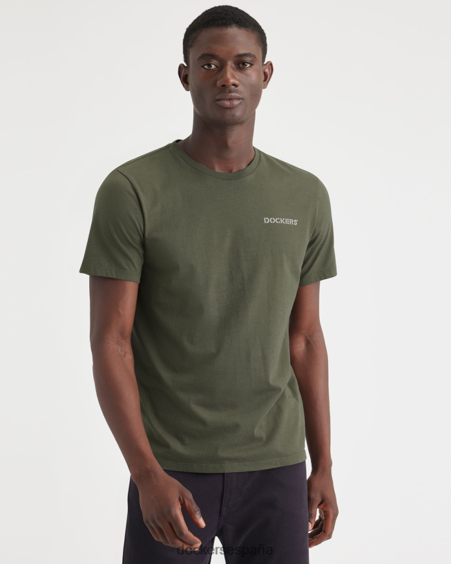 camiseta con estampado de plantilla, corte ajustado hombres Dockers ejercito verde ropa 8F0406185