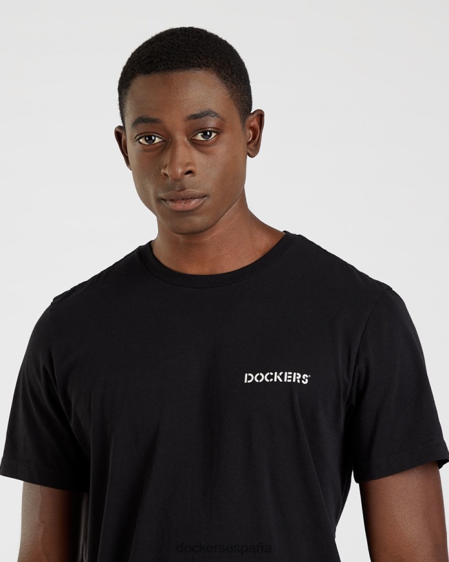 camiseta con estampado de plantilla, corte ajustado hombres Dockers negro ropa 8F0406189