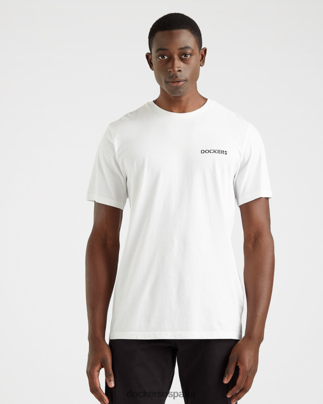 camiseta con estampado de plantilla, corte ajustado hombres Dockers papel blanco ropa 8F0406188