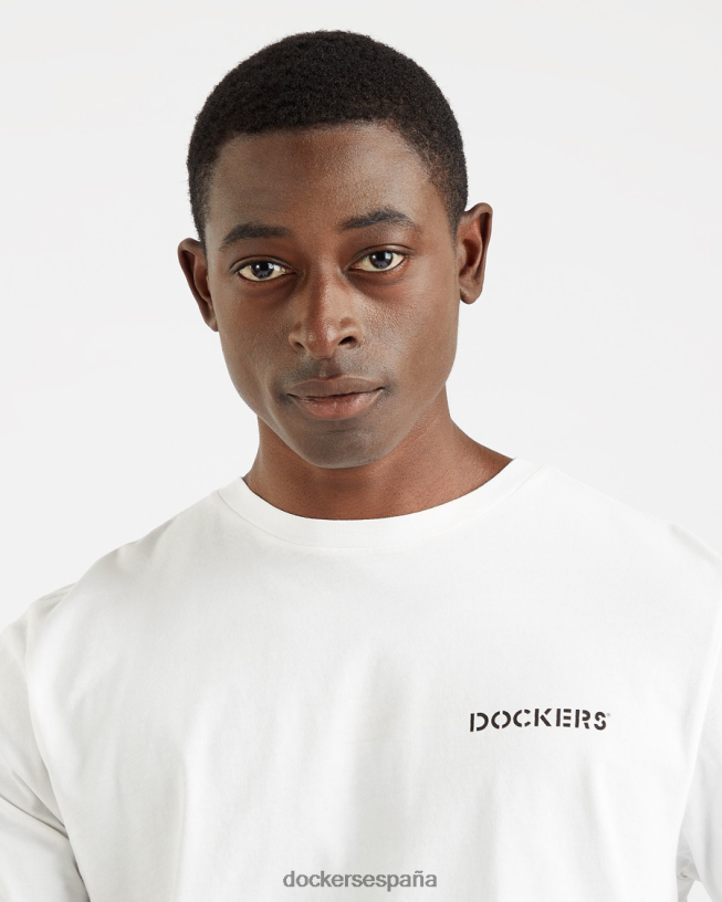 camiseta con estampado de plantilla, corte ajustado hombres Dockers papel blanco ropa 8F0406188