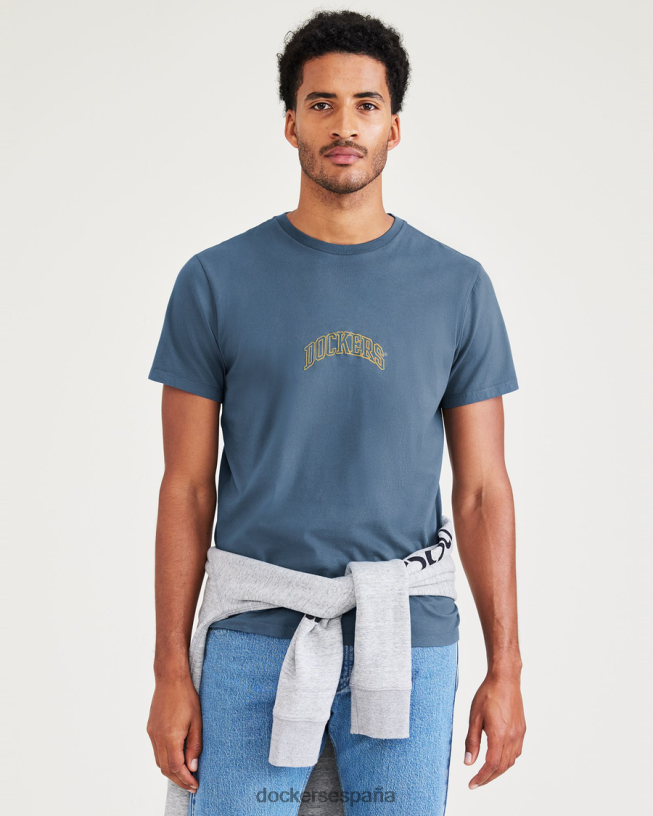 camiseta con gráfico de arco universitario, corte ajustado hombres Dockers fusión azul ropa 8F0406704