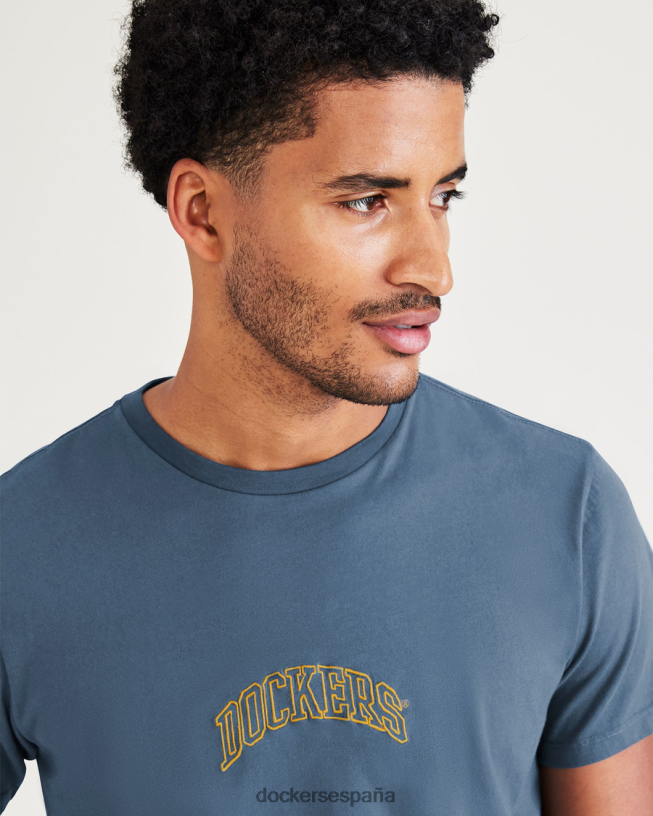 camiseta con gráfico de arco universitario, corte ajustado hombres Dockers fusión azul ropa 8F0406704