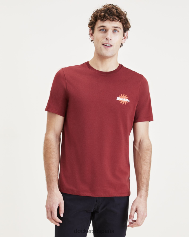 camiseta con gráfico de escritura, corte ajustado hombres Dockers arcilla roja ropa 8F0406621