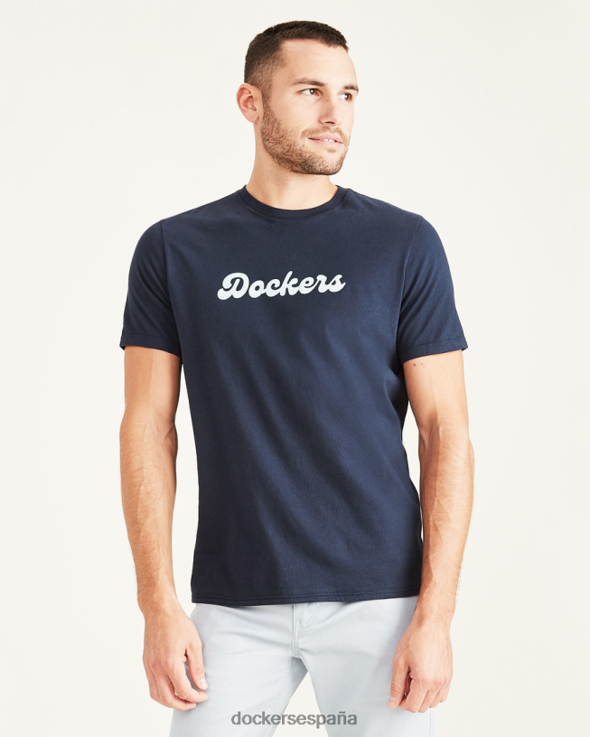 camiseta con gráfico de escritura, corte ajustado hombres Dockers blazer azul marino - azul ropa 8F0406622