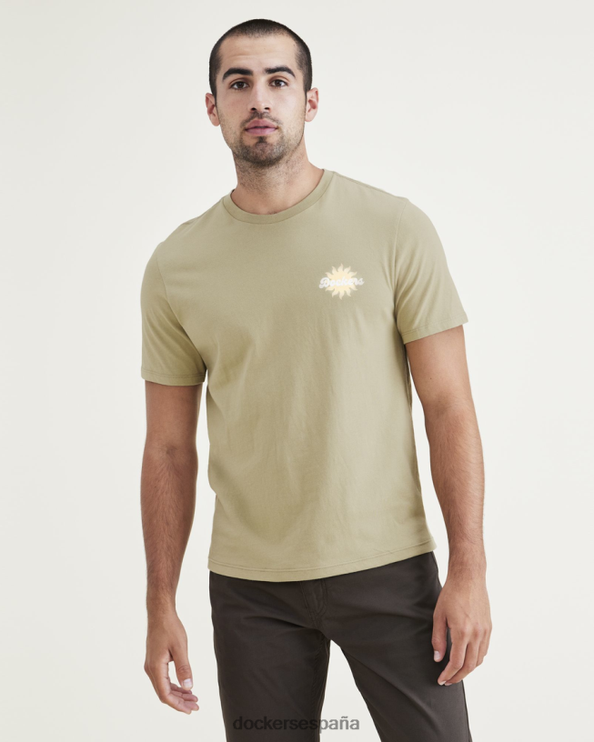 camiseta con gráfico de escritura, corte ajustado hombres Dockers polvo del desierto - bronceado ropa 8F0406623