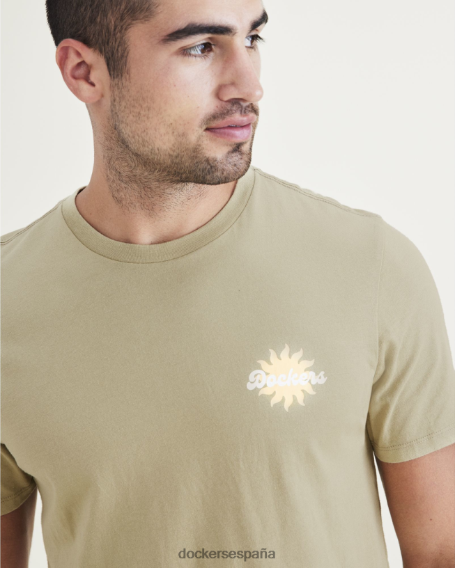 camiseta con gráfico de escritura, corte ajustado hombres Dockers polvo del desierto - bronceado ropa 8F0406623
