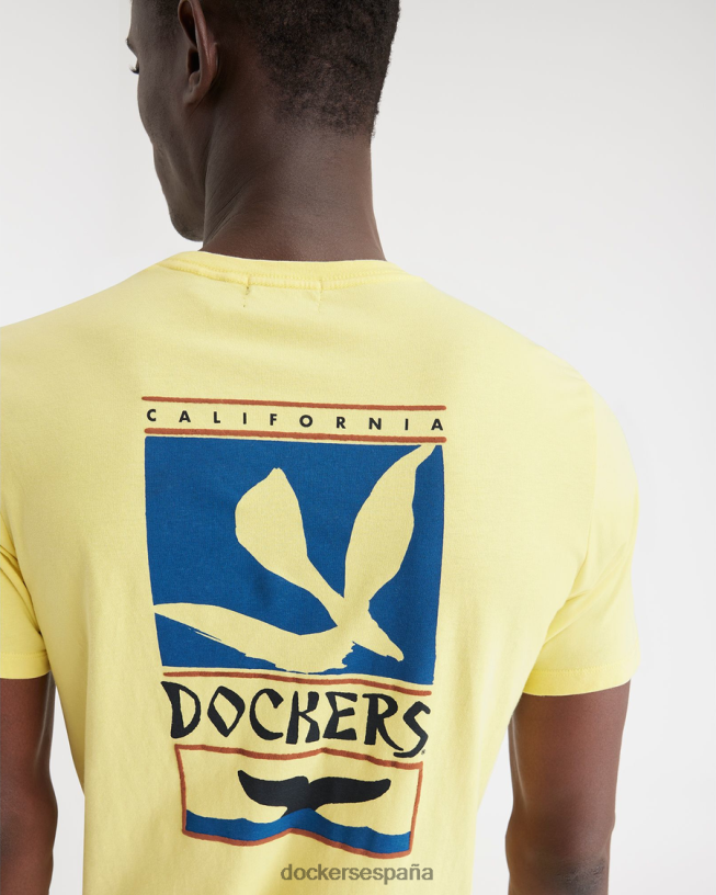camiseta con gráfico de pájaro y ballena, corte ajustado hombres Dockers rodaja de piña - amarilla ropa 8F0406137