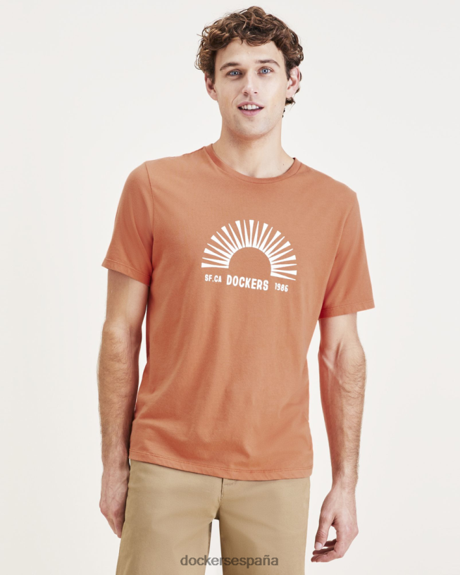 camiseta con gráfico de sol y surf, corte ajustado hombres Dockers naranja ropa 8F0406576