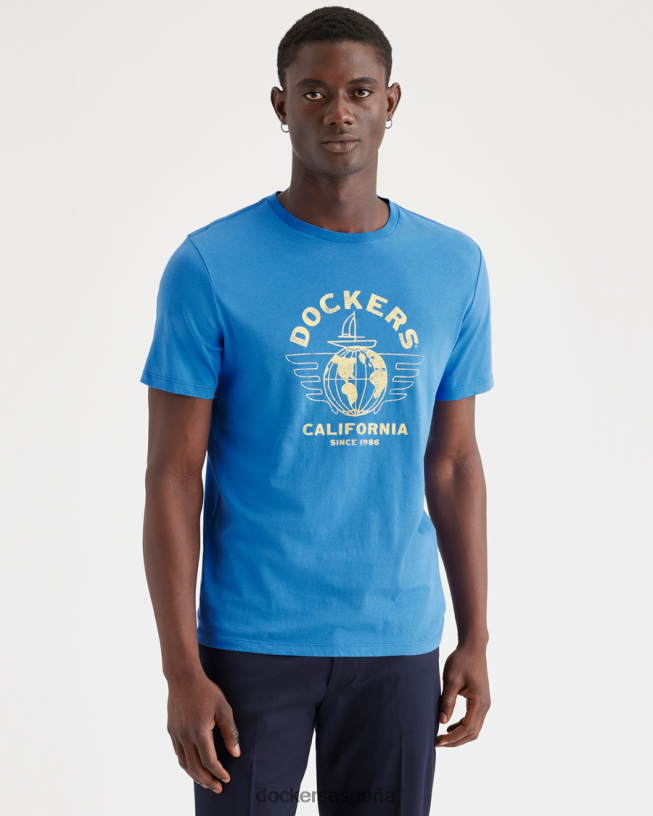 camiseta con gráfico mundial, corte ajustado hombres Dockers rodaja de piña - azul ropa 8F0406135
