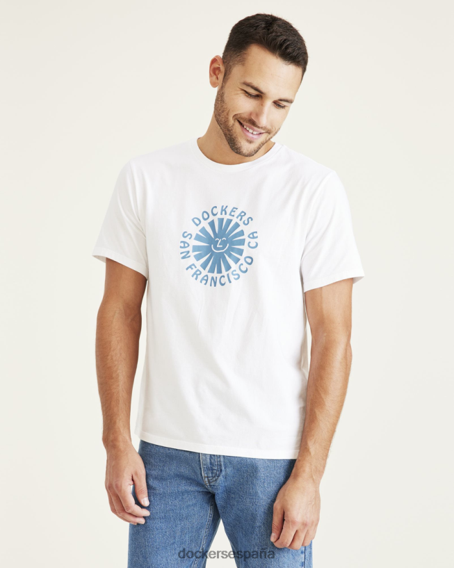 camiseta con gráfico sol, corte ajustado hombres Dockers blanco brillante ropa 8F0406856