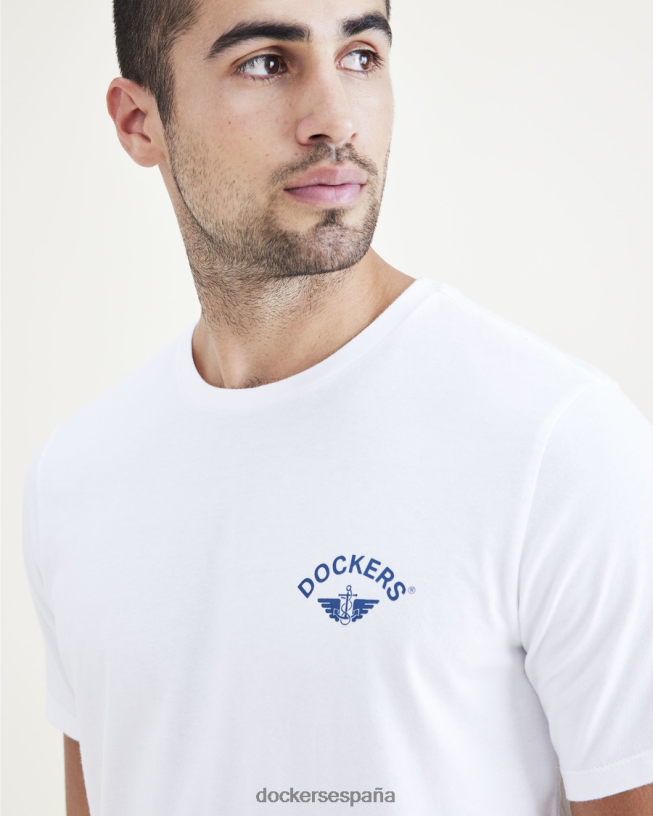 camiseta con logo, corte ajustado hombres Dockers blanco + ala y ancla ropa 8F0406336