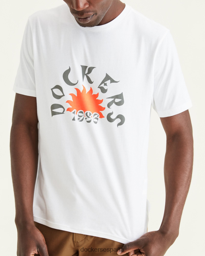 camiseta con logo, corte ajustado hombres Dockers blanco brillante ropa 8F0406848