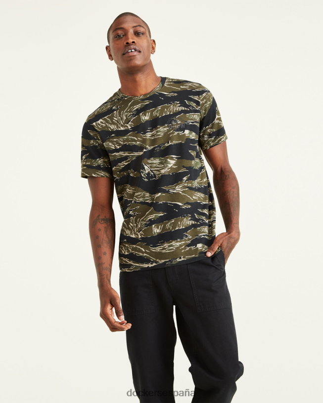 camiseta con logo, corte ajustado hombres Dockers camuflaje - verde ropa 8F0406416