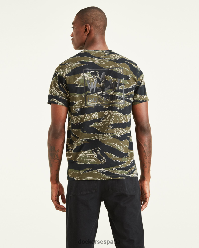 camiseta con logo, corte ajustado hombres Dockers camuflaje - verde ropa 8F0406416