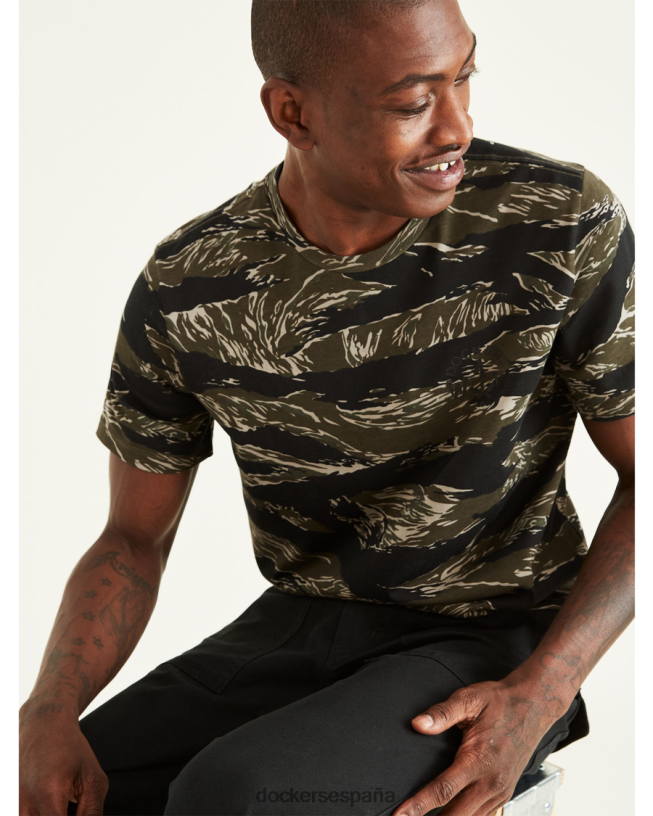 camiseta con logo, corte ajustado hombres Dockers camuflaje - verde ropa 8F0406416