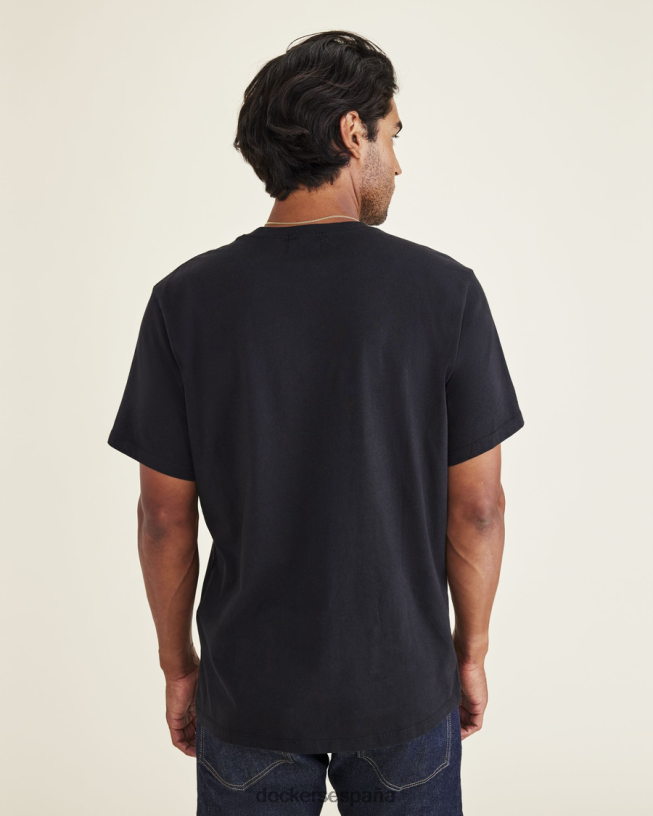 camiseta con logo, corte ajustado hombres Dockers negro + ancla de ala ropa 8F0406335