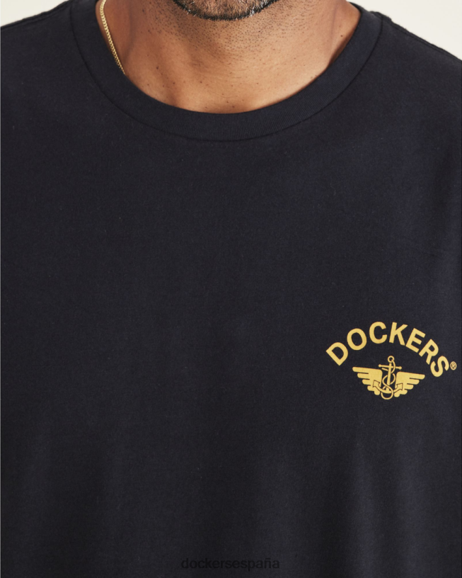 camiseta con logo, corte ajustado hombres Dockers negro + ancla de ala ropa 8F0406335