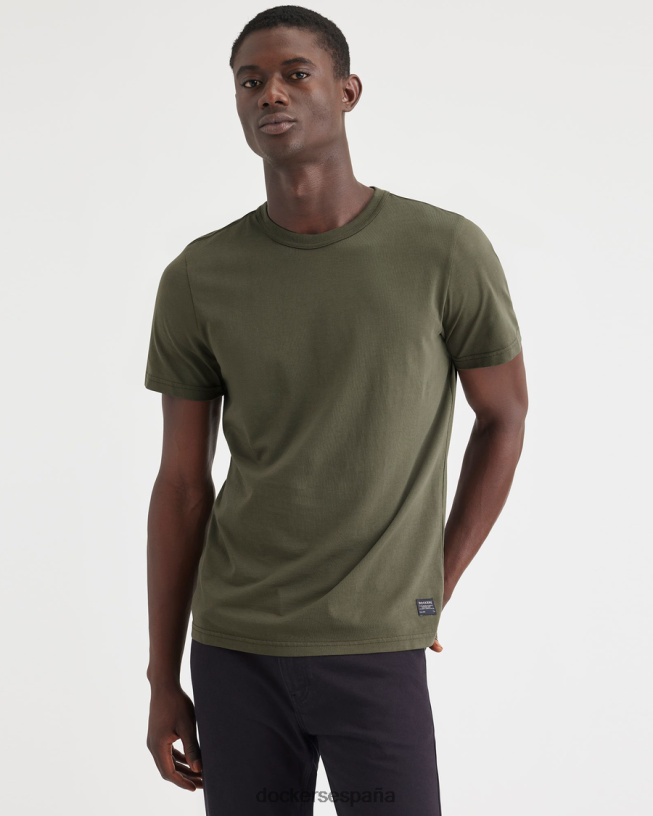 camiseta original, corte ajustado hombres Dockers ejercito verde ropa 8F0406180