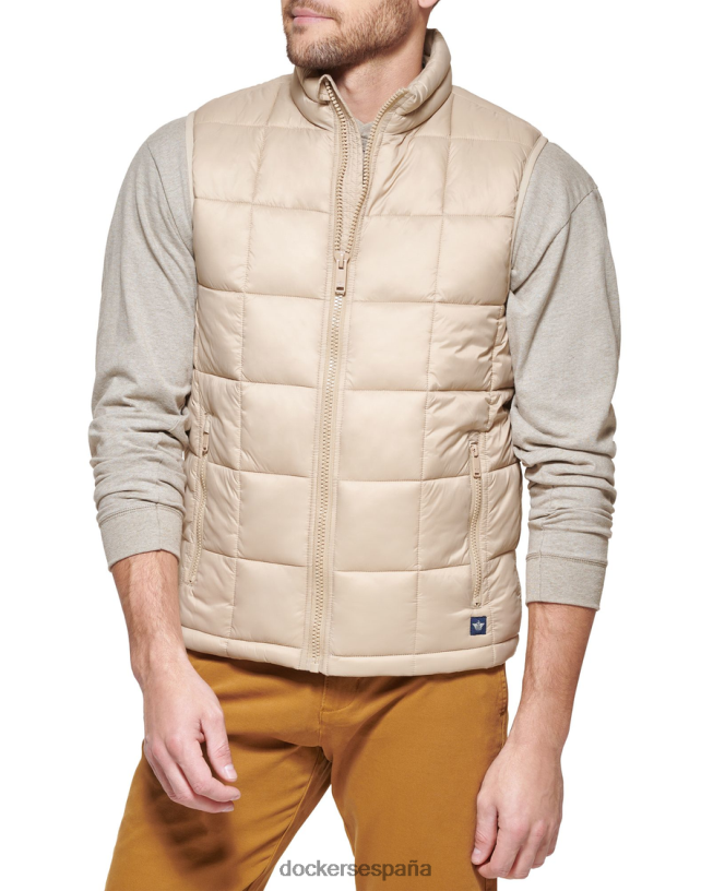 Chaleco acolchado tipo box quilt, corte estándar hombres Dockers caqui ropa 8F0406840