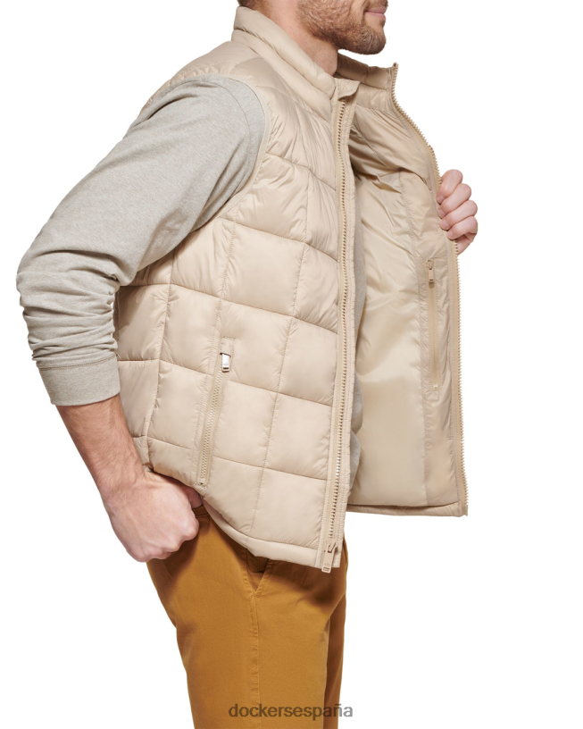 Chaleco acolchado tipo box quilt, corte estándar hombres Dockers caqui ropa 8F0406840