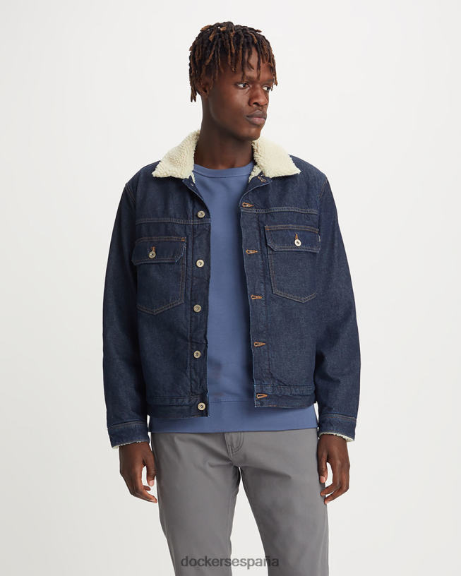 Chaqueta trucker sherpa original, corte regular. hombres Dockers lavado a la piedra índigo medio - azul ropa 8F0406616