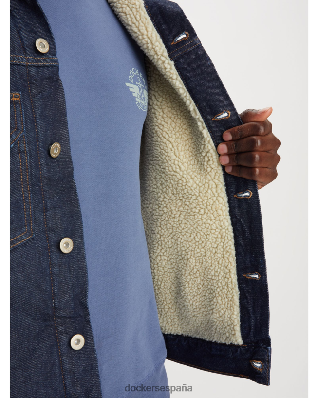 Chaqueta trucker sherpa original, corte regular. hombres Dockers lavado a la piedra índigo medio - azul ropa 8F0406616