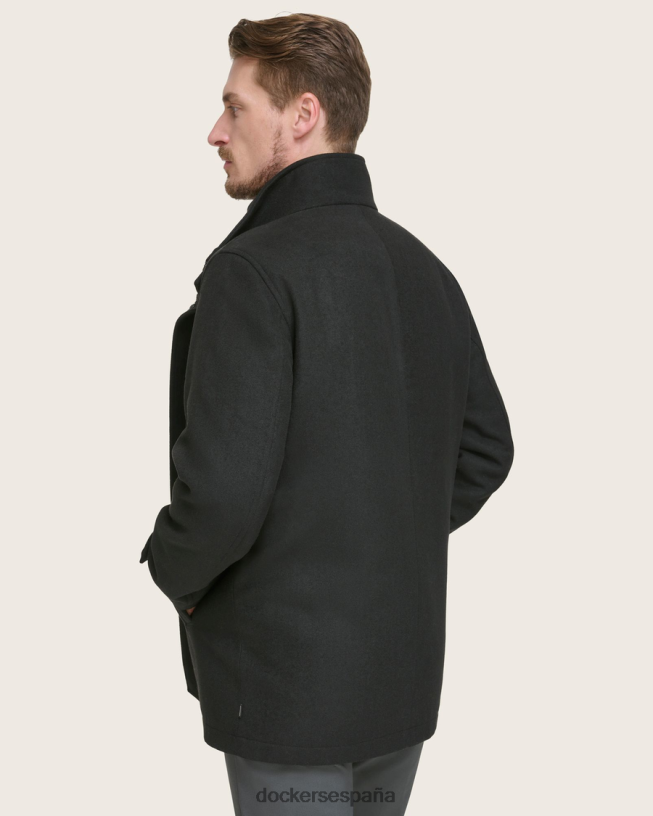 abrigo de lana para caminar con babero hombres Dockers negro ropa 8F0406398
