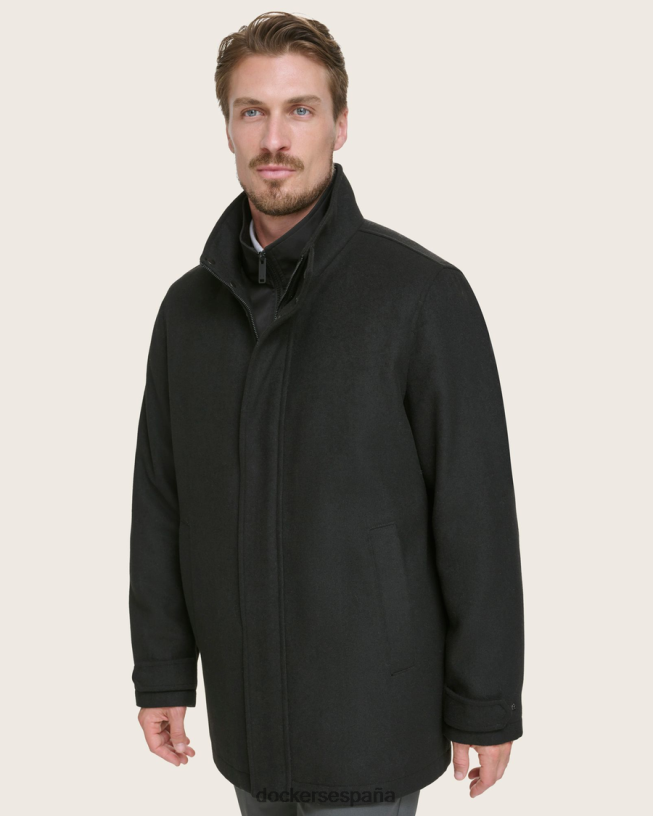 abrigo de lana para caminar con babero hombres Dockers negro ropa 8F0406398