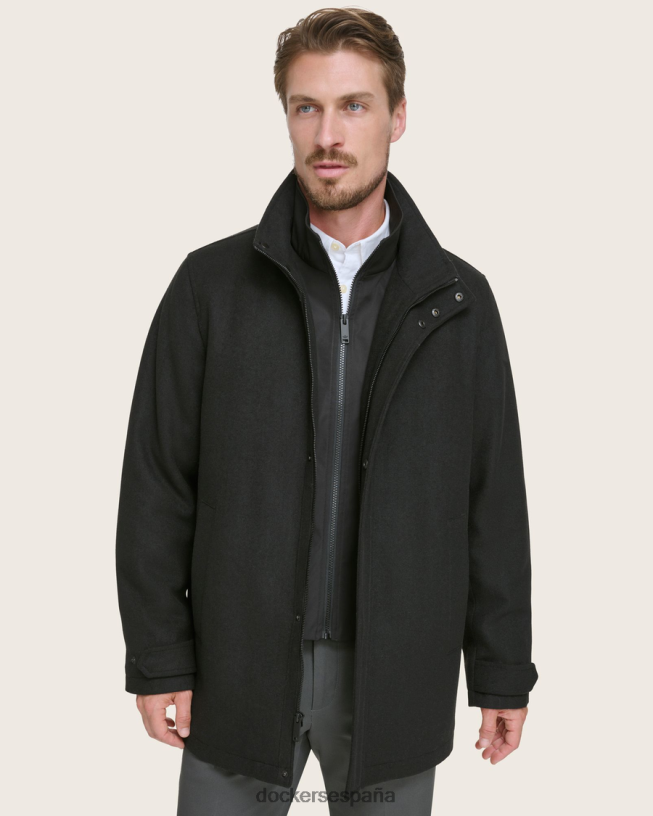 abrigo de lana para caminar con babero hombres Dockers negro ropa 8F0406398