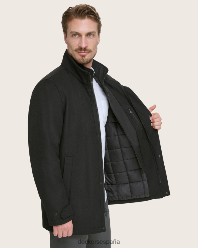abrigo de lana para caminar con babero hombres Dockers negro ropa 8F0406398