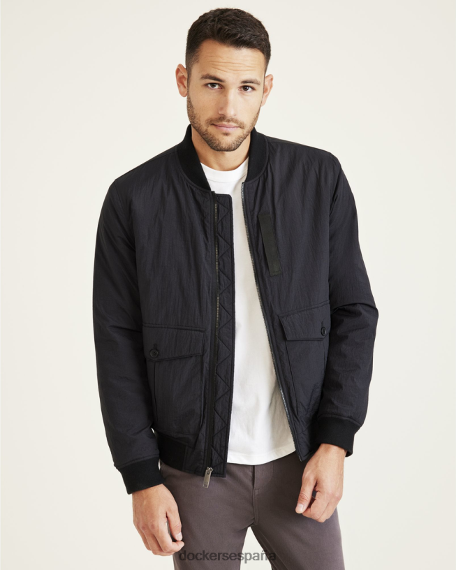 bomber de nailon reciclado de tacto seco hombres Dockers negro ropa 8F0406608