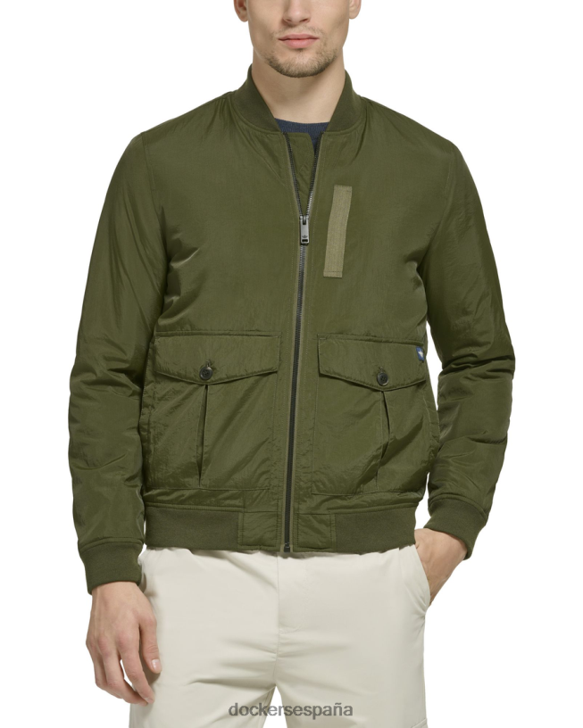 bomber de nailon reciclado de tacto seco hombres Dockers verde oliva ropa 8F0406609