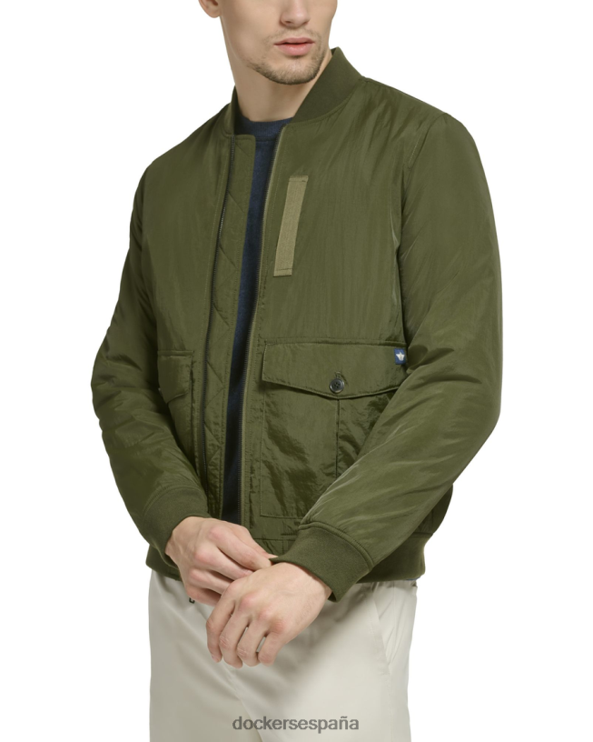 bomber de nailon reciclado de tacto seco hombres Dockers verde oliva ropa 8F0406609