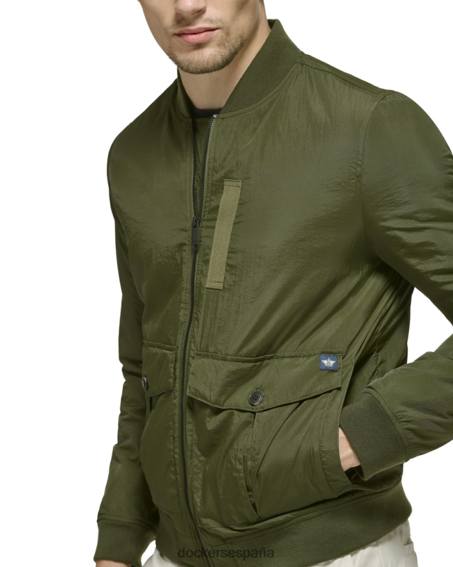 bomber de nailon reciclado de tacto seco hombres Dockers verde oliva ropa 8F0406609