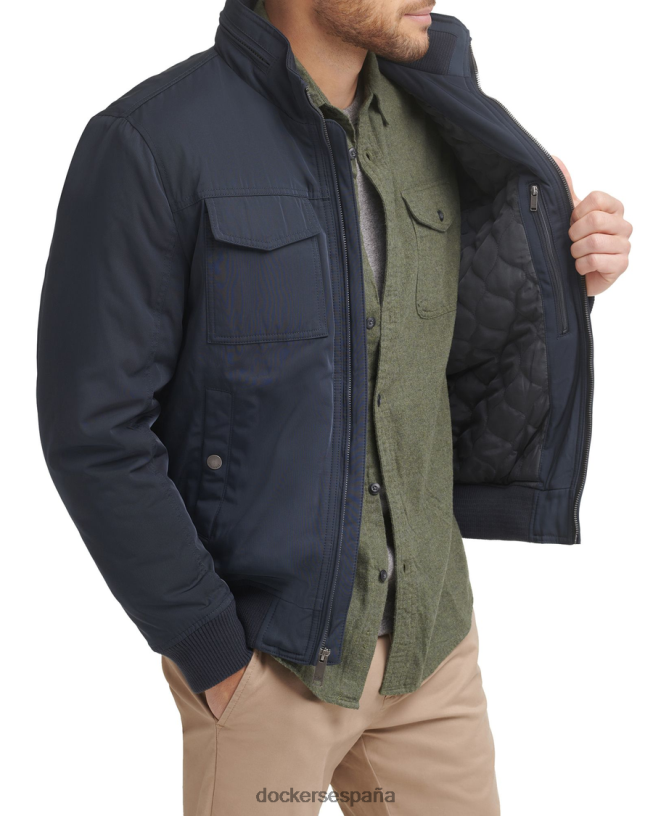 chamarra bomber militar de sarga de poliéster con 2 bolsillos hombres Dockers Azul marino ropa 8F0406800